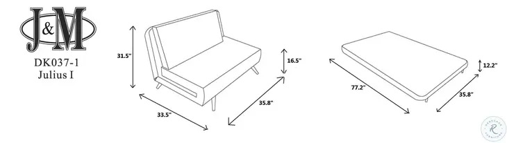 Julius Blue Single Twin Sofa Bed