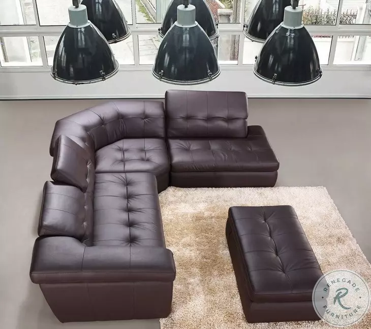 175442911-RHFC Chocolate Italian Leather RAF Sectional