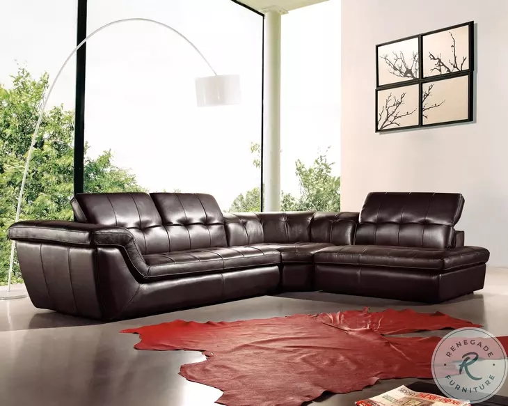 175442911-RHFC Chocolate Italian Leather RAF Sectional