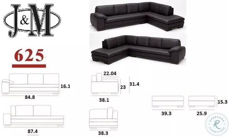 625 Brown Italian Leather Sectional