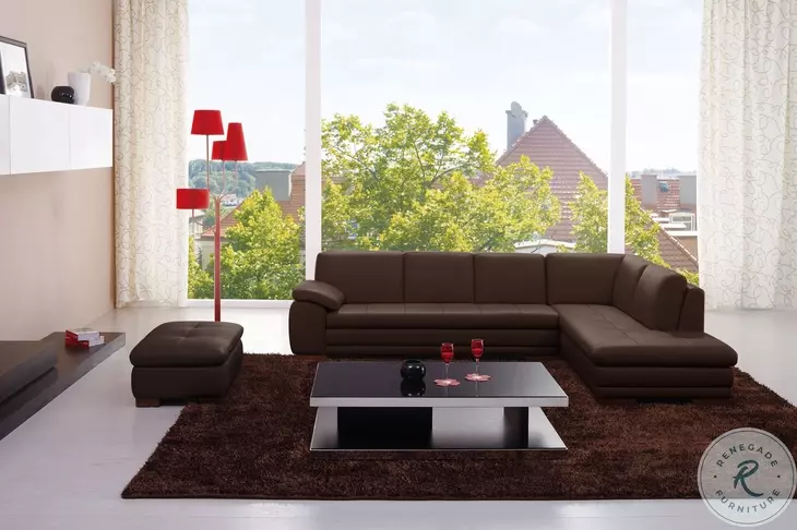 625 Brown Italian Leather Sectional