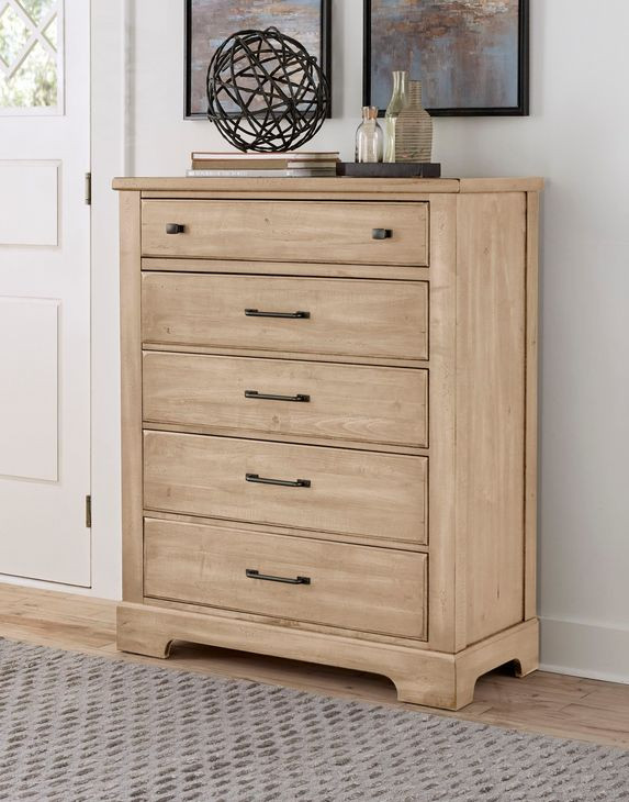 Cool Rustic Clear Maple 5 Drawer Chest