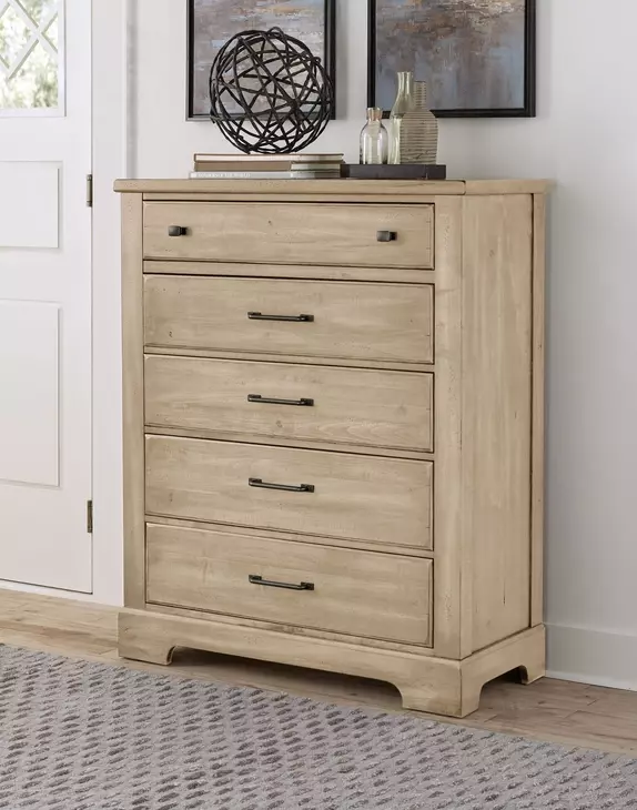 Cool Rustic Clear Maple 5 Drawer Chest