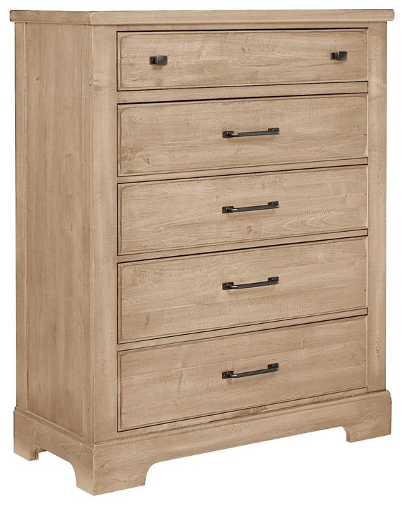 Cool Rustic Clear Maple 5 Drawer Chest
