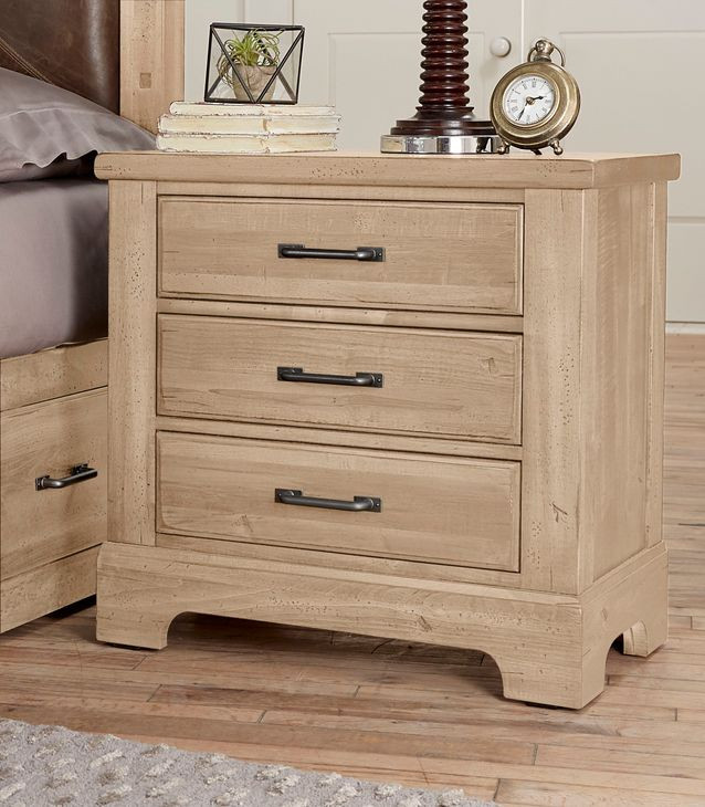 Cool Rustic Clear Maple 3 Drawer Nightstand