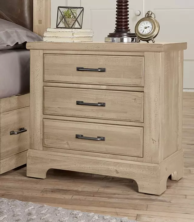 Cool Rustic Clear Maple 3 Drawer Nightstand