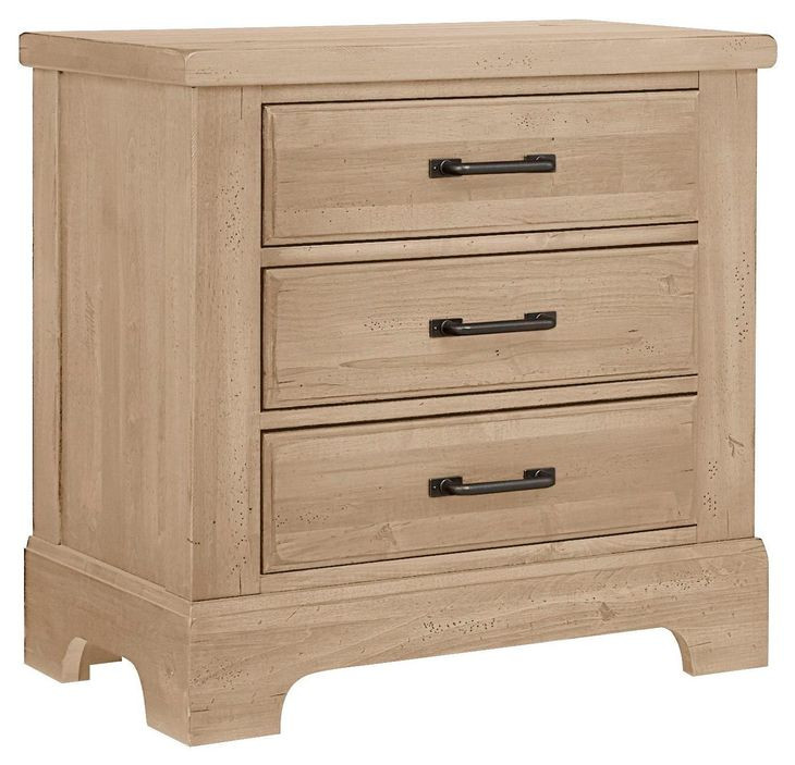 Cool Rustic Clear Maple 3 Drawer Nightstand