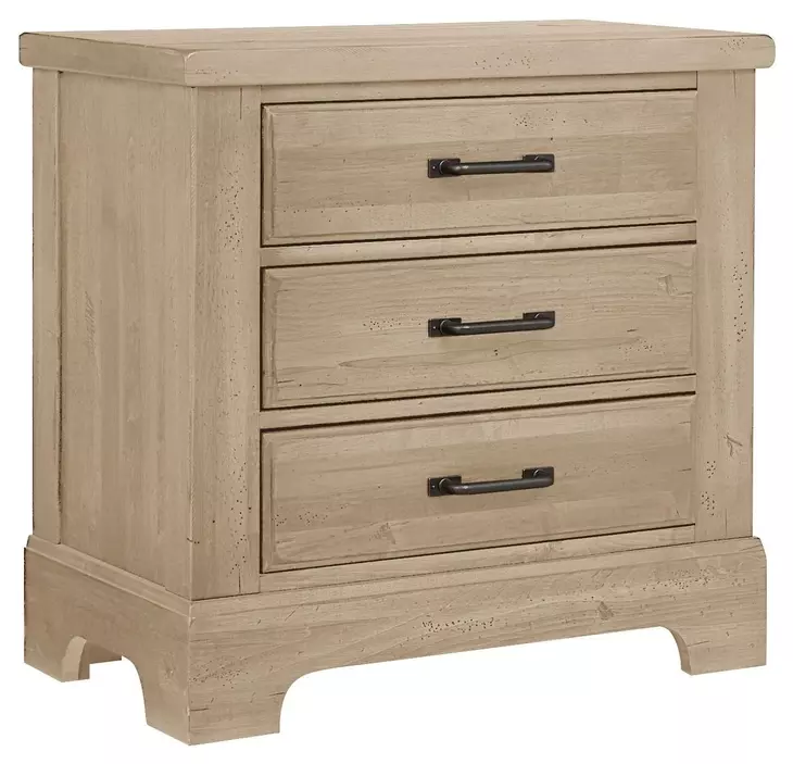 Cool Rustic Clear Maple 3 Drawer Nightstand