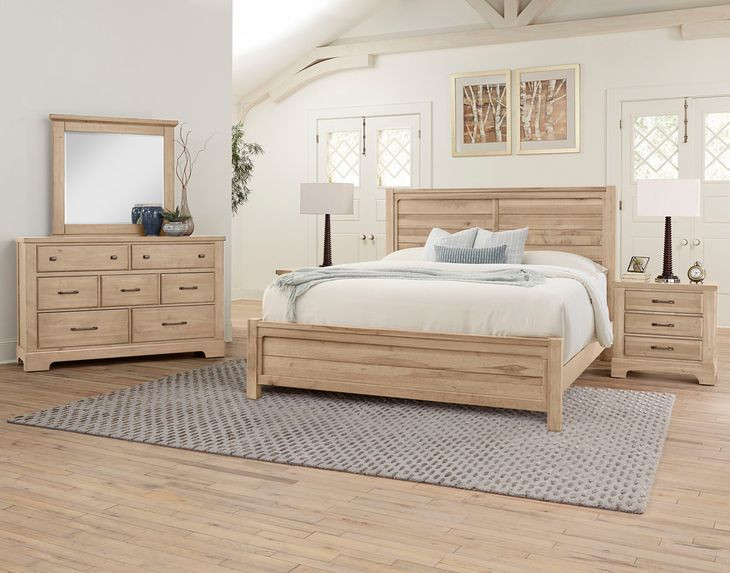 Cool Rustic Clear Maple Plank Panel Bedroom Set