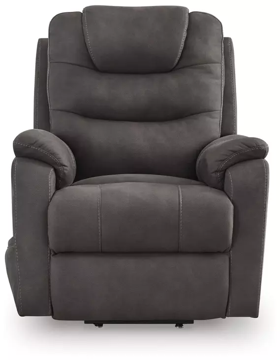 Snowfield Gunmetal Power Lift Recliner with USB Charging and Heat Massage
