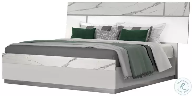 Sunset Premium Bianco Luc And Stat Glossy King Panel Bed