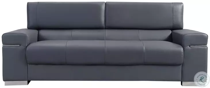 Soho Grey Leather 86" Sofa