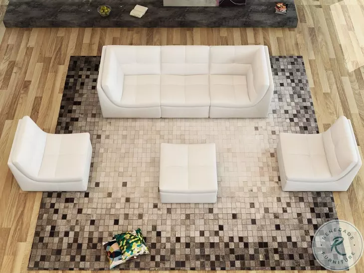 Lego White Leather 6 Piece Living Room Set