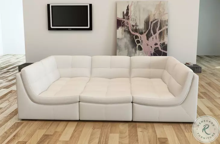 Lego White Leather 6 Piece Living Room Set