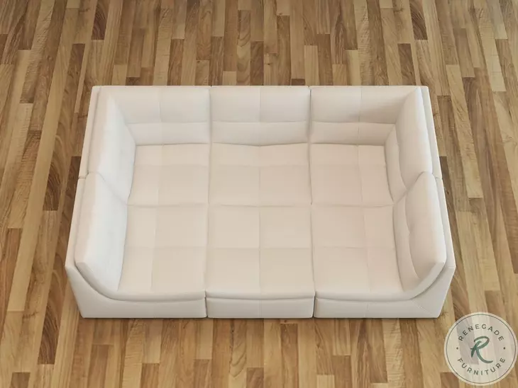 Lego White Leather 6 Piece Living Room Set