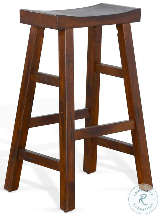 Whimora Vintage Mocha Saddle Bar Stool Set of 2