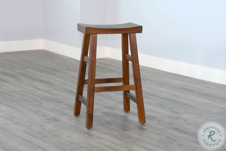 Whimora Vintage Mocha Saddle Bar Stool Set of 2