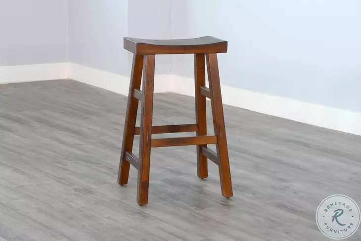 Whimora Vintage Mocha Saddle Bar Stool Set of 2