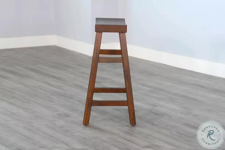 Whimora Vintage Mocha Saddle Bar Stool Set of 2
