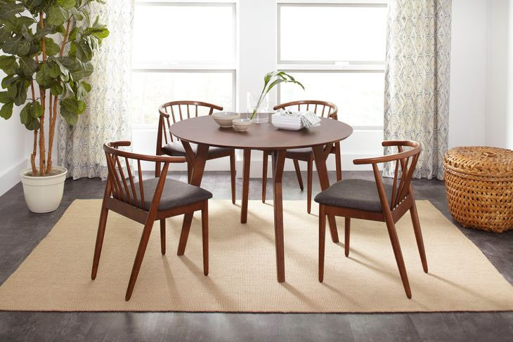Copenhagen Brown and Gray Upholstered 5 Piece Dining Set