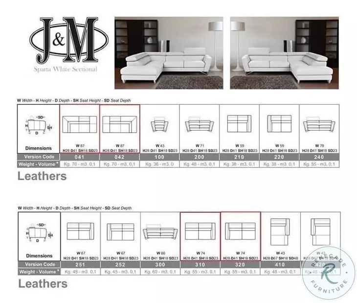 Sparta White Italian Leather LAF Sectional
