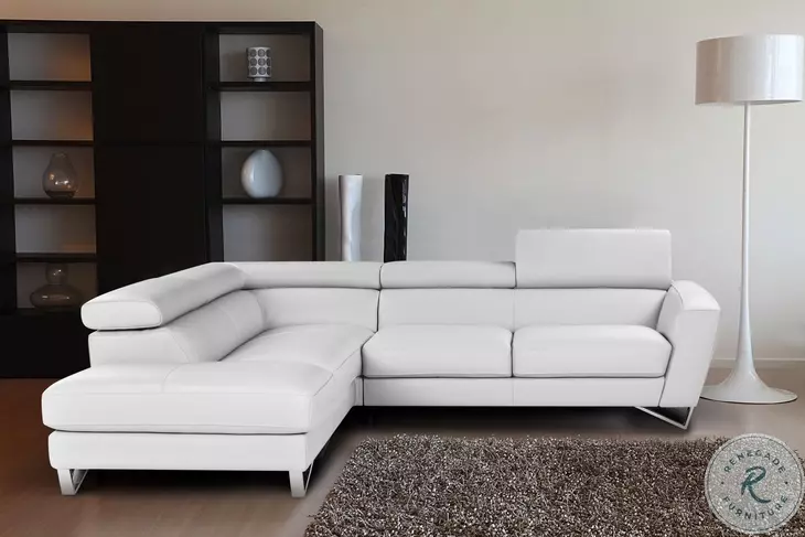 Sparta White Italian Leather LAF Sectional