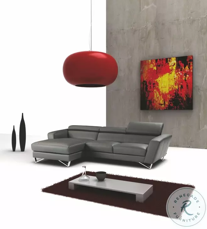 Sparta Mini Grey Italian Leather LAF Sectional