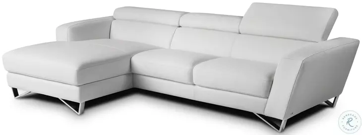 Sparta Mini White Italian Leather Chaise LAF Sectional