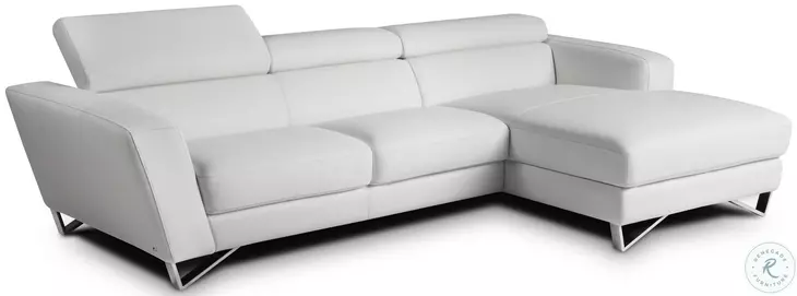Sparta Mini White Italian Leather Chaise RAF Sectional