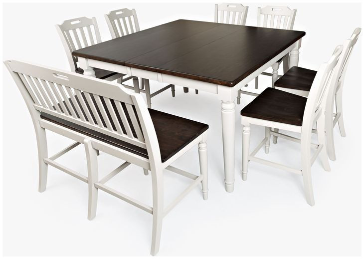 Orchard Park Brown and Soft Gray 8 Piece Counter Height Dining Set with Bench
