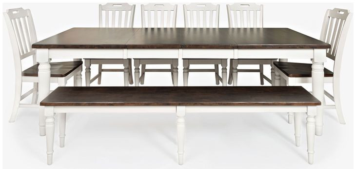 Orchard Park Brown and Soft Gray 8 Piece Dining Set with Bench