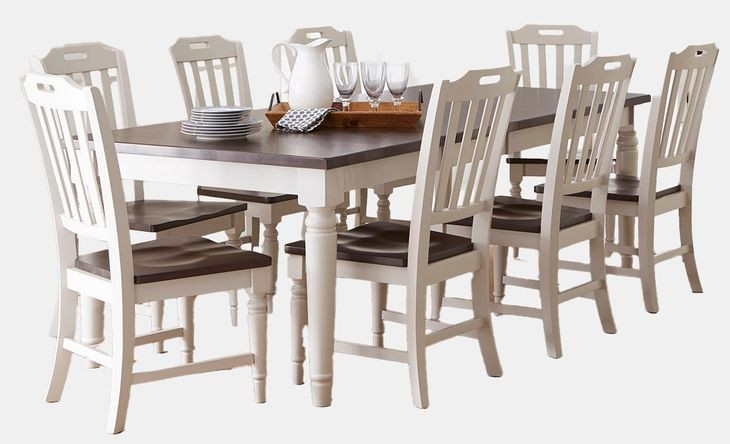 Orchard Park Brown and Soft Gray 9 Piece Dining Set