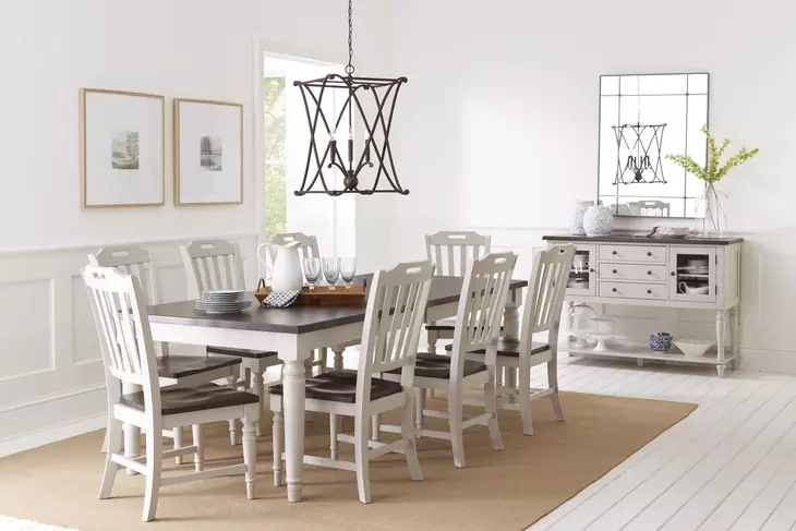 Orchard Park Brown and Soft Gray 9 Piece Dining Set