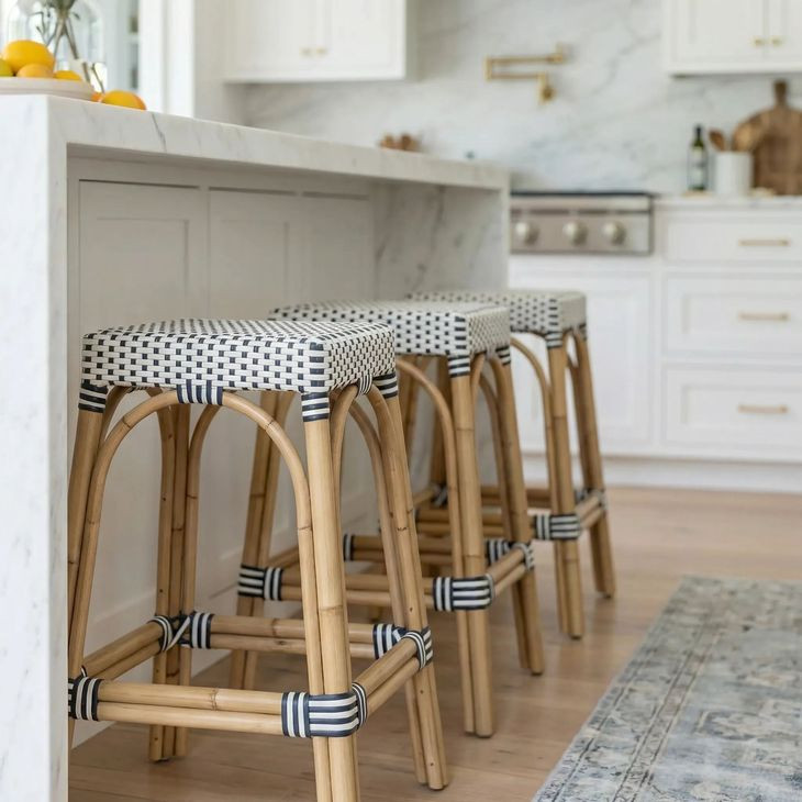 Robias Blue And White Bone Counter Height Stool