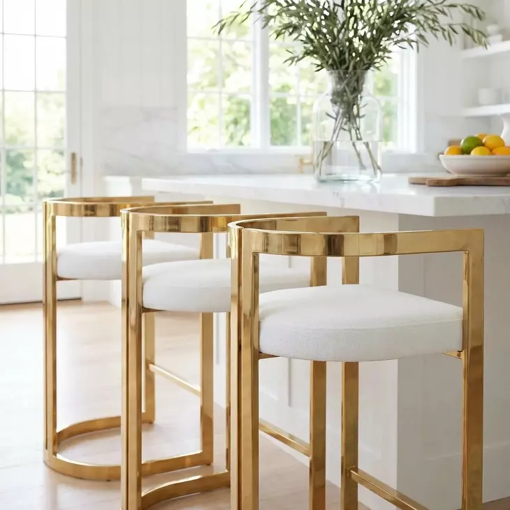 Clarence Gold and White Faux Leather Counter Height Stool from