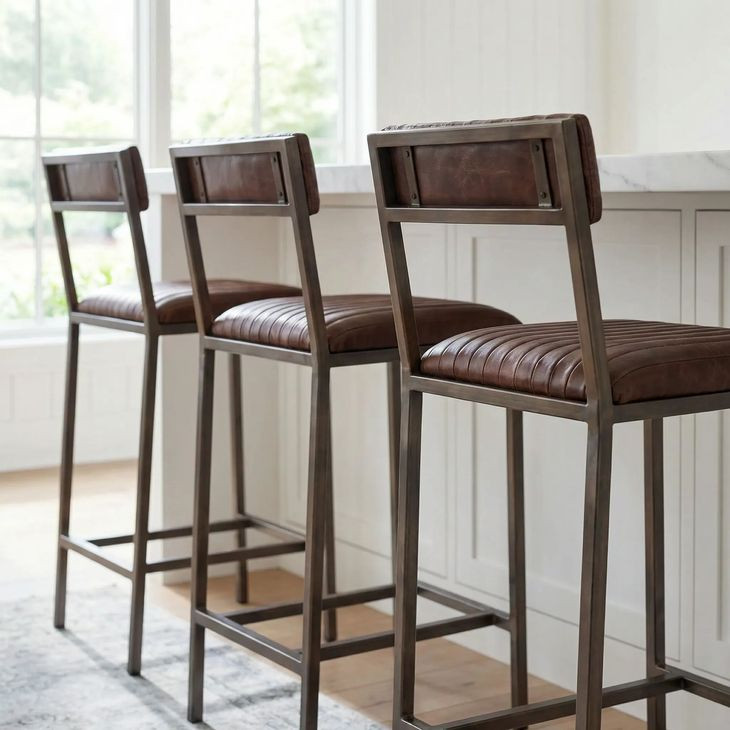 Houston Brown Leather 24" Counter Height Stool