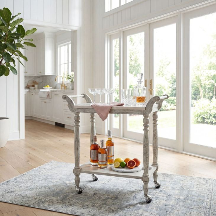 Danielle Rustic Gray 30" Rectangular 2 Tier Bar Cart