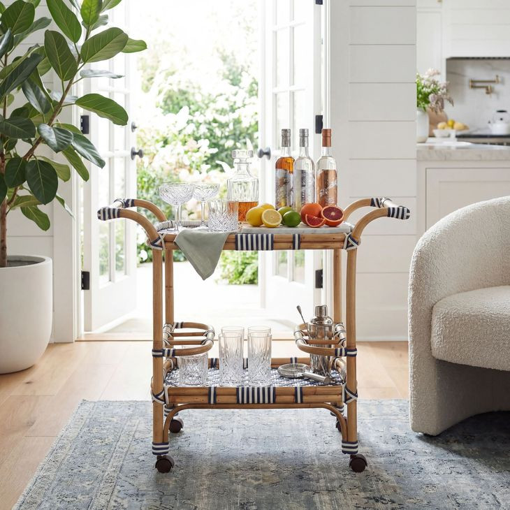 Selena Blue And White Bar Cart