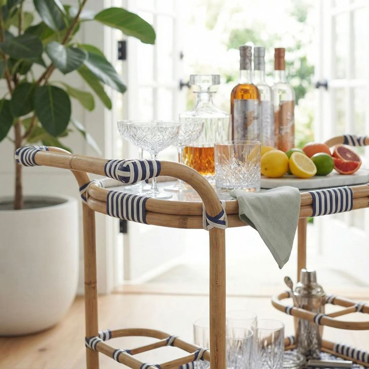 Selena Blue And White Bar Cart