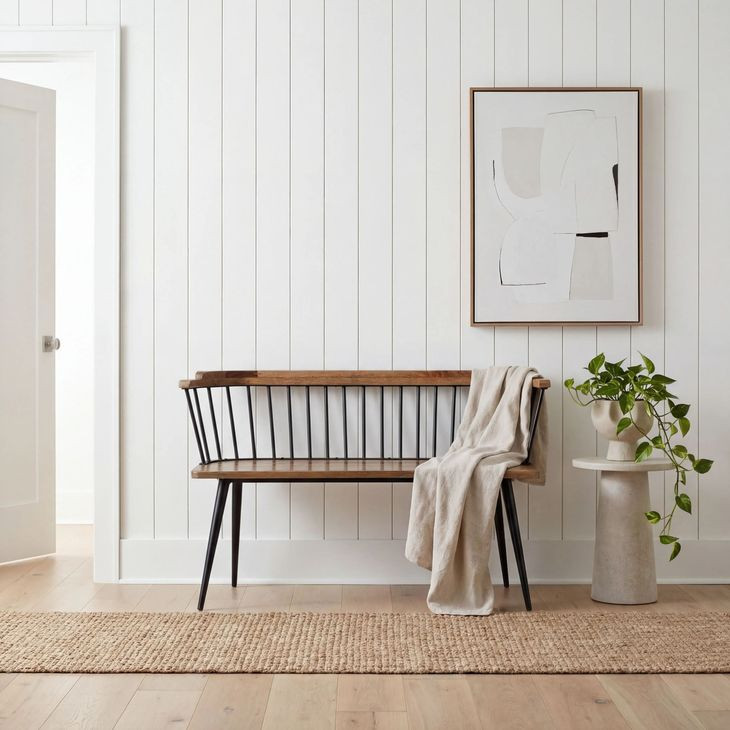 Tempe Brown Industrial Chic Spindle Back Bench