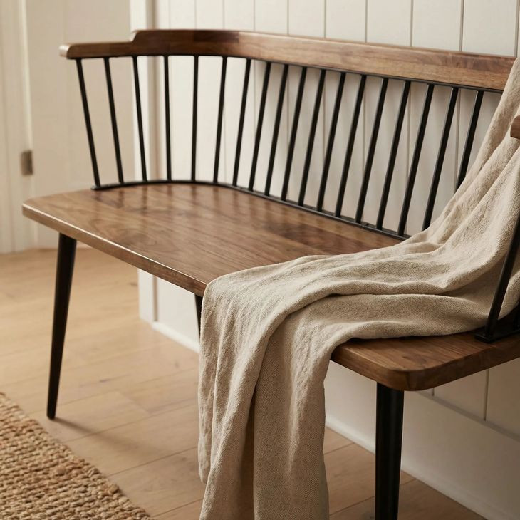 Tempe Brown Industrial Chic Spindle Back Bench