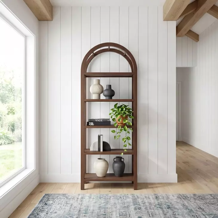 Hanover Walnut Brown Etagere Bookcase