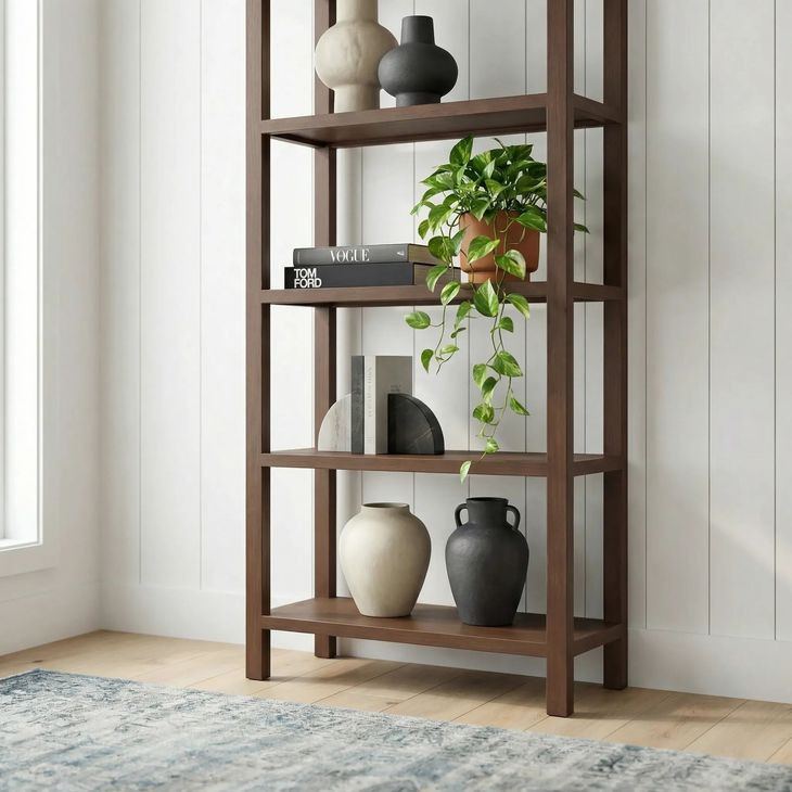 Hanover Walnut Brown Etagere Bookcase