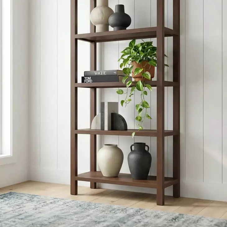 Hanover Walnut Brown Etagere Bookcase