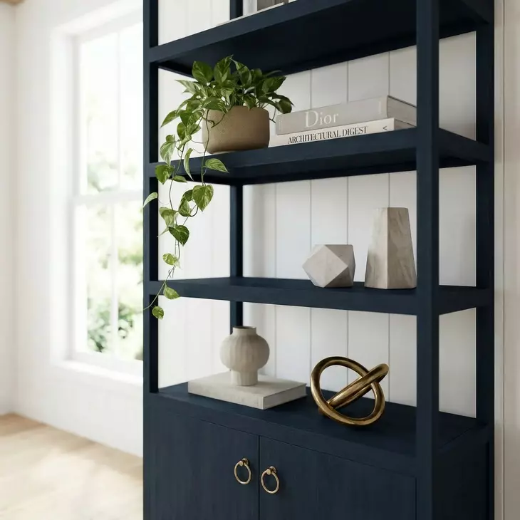 Lark Navy Blue 4 Tier Etagere Bookcase