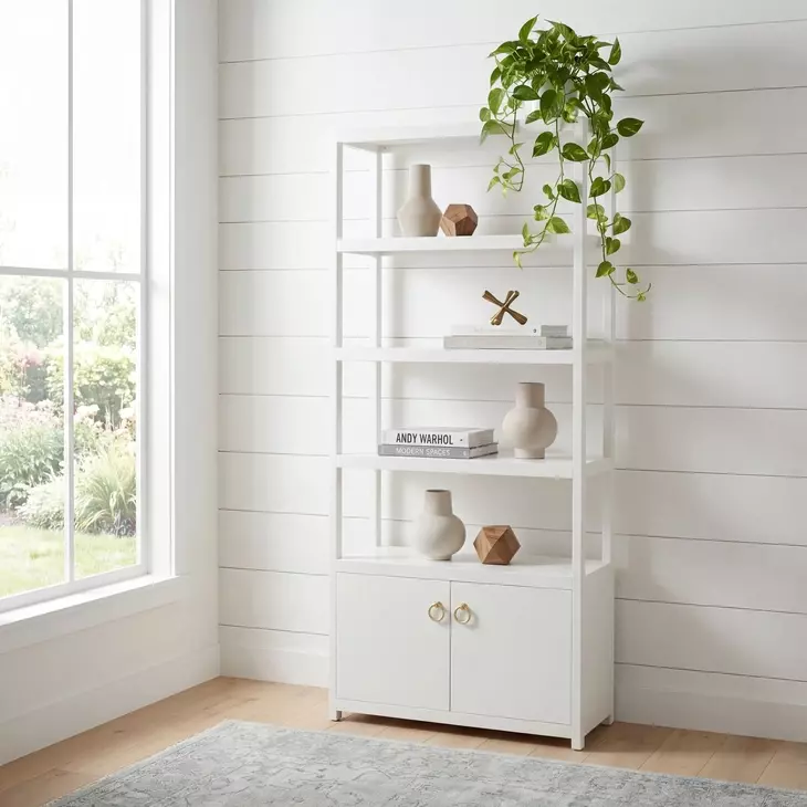 Lark White 4 Tier Etagere Bookcase