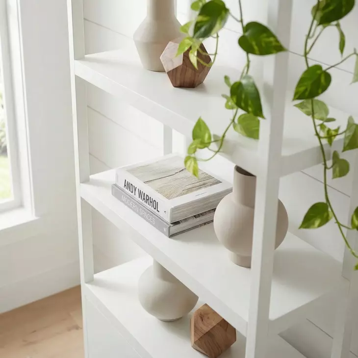 Lark White 4 Tier Etagere Bookcase
