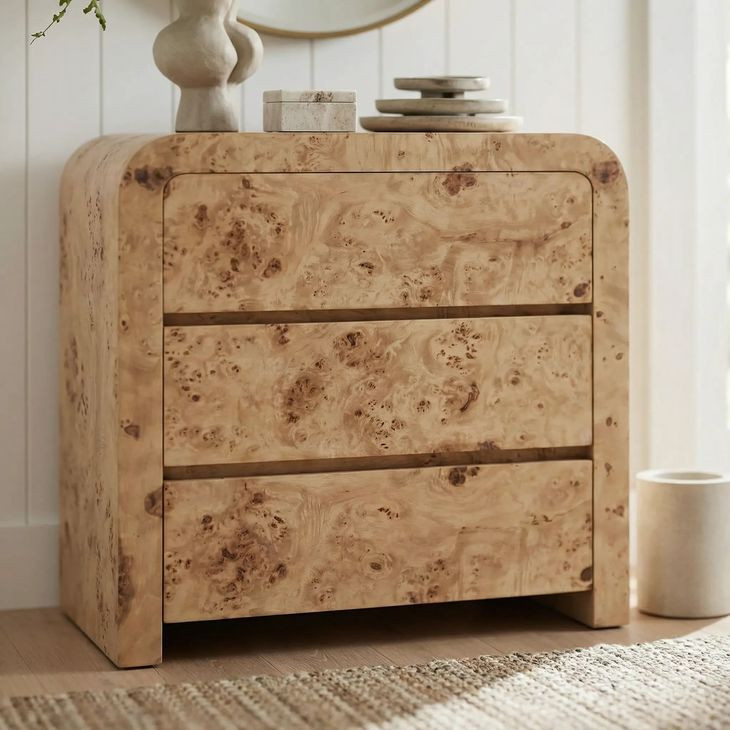 Cora Light Burl Bedside Chest