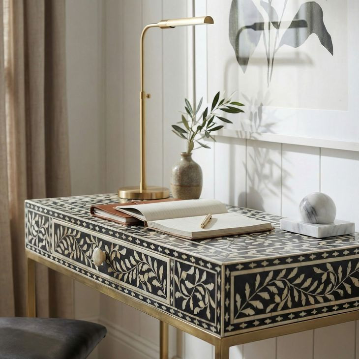 Perilla Black and White Bone Writing Desk