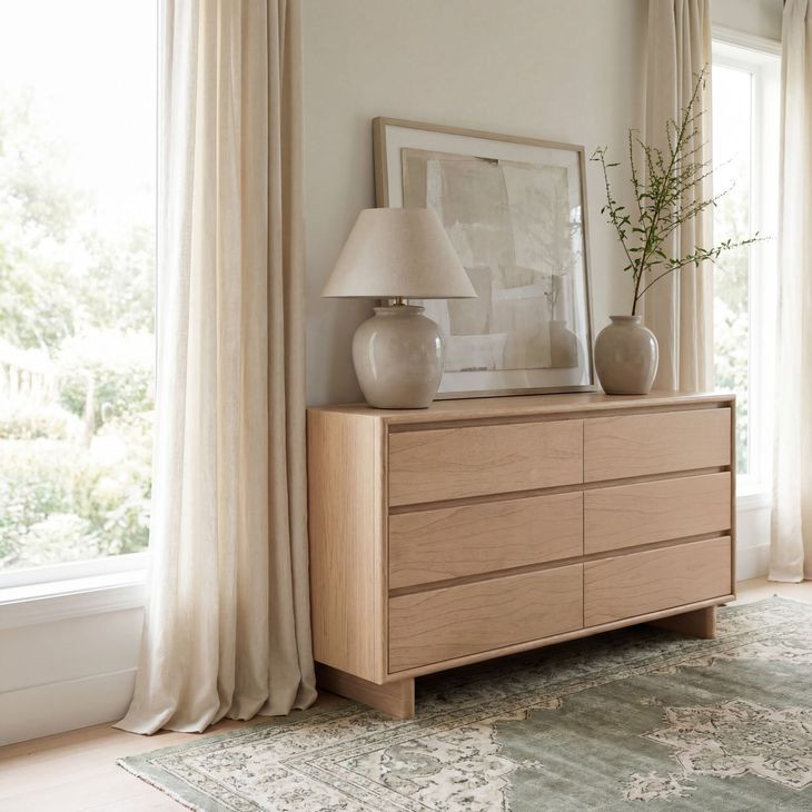 Halmstad Blonde Oak 6 Drawer Dresser